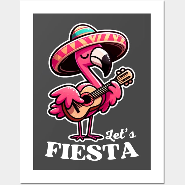 Let's Fiesta Cinco De Mayo Flamingo Funny Women's Wall Art by Illustradise